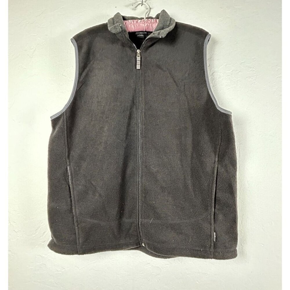 White Sierra Womens Large Gray Fleece Vest Full Zip Pockets Outdoor Lightweight